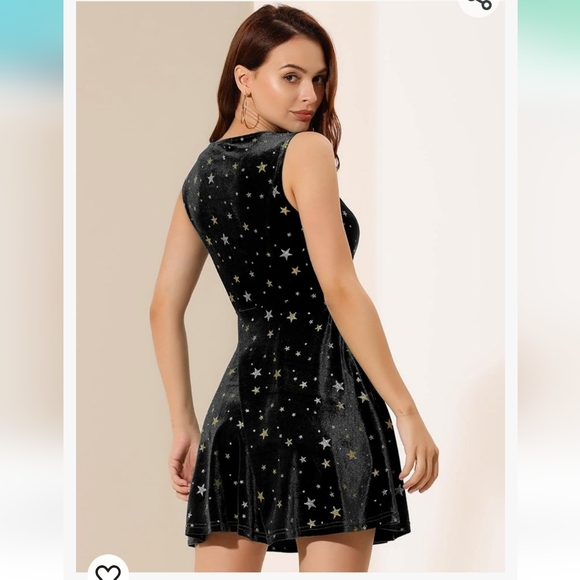 Allegra K Gold & Silver Stars Dress S - Picture 12 of 13